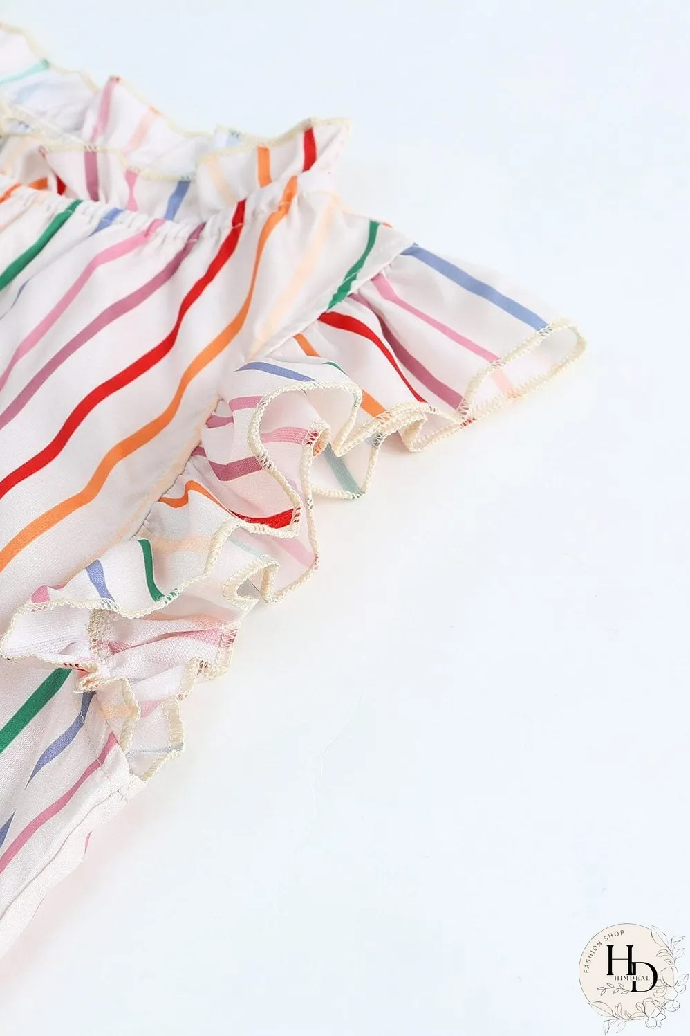 Summer Chic Striped Ruffle Sleeve Tank Top
