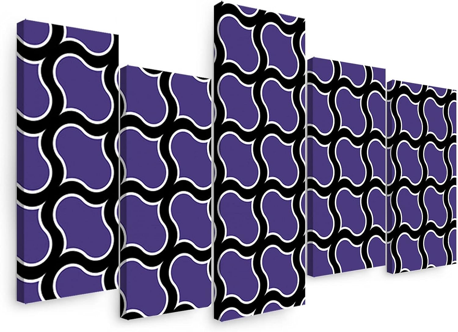 Sunteeny Canvas Wall Art 5 Piece Set for Living Room, Halloween Moroccan Twill Pattern Picture Wall Decor Canvas Print Painting for Bathroom, Bedroom, Dining Room, Office, 12&#034;x24&#034;x4pcs, 12&#034;x32&#034;x1pc