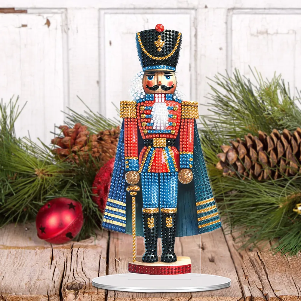 5D DIY Xmas Nutcracker Acrylic Special Shape Diamond Painting Desktop Decors