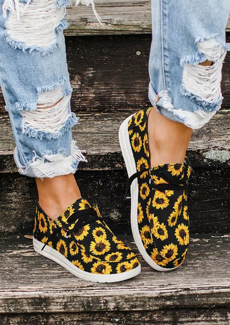 Sunflower Lace Up Flat Canvas Sneakers -loafers