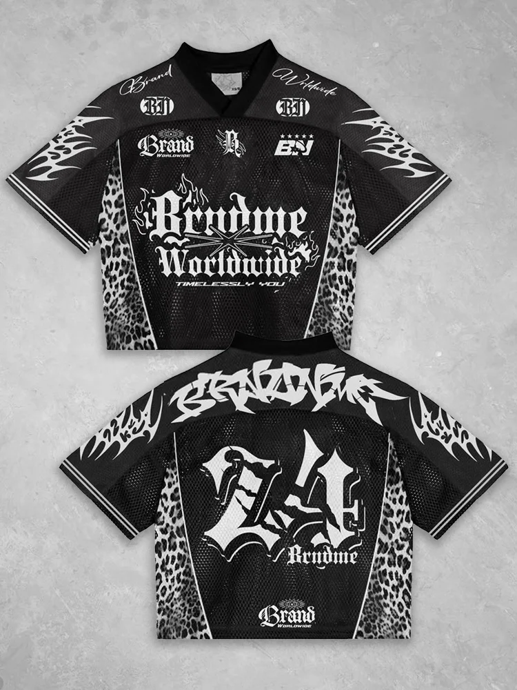 Vintage Black Metal Gothic Leopard Print Jersey