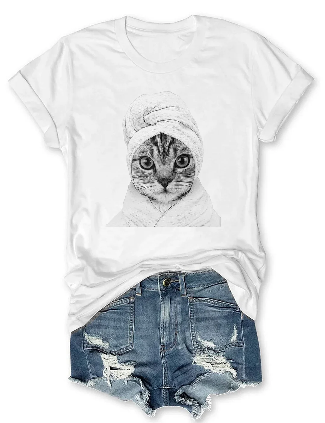 Funny Cat In Bathrobe Portrait T-shirt