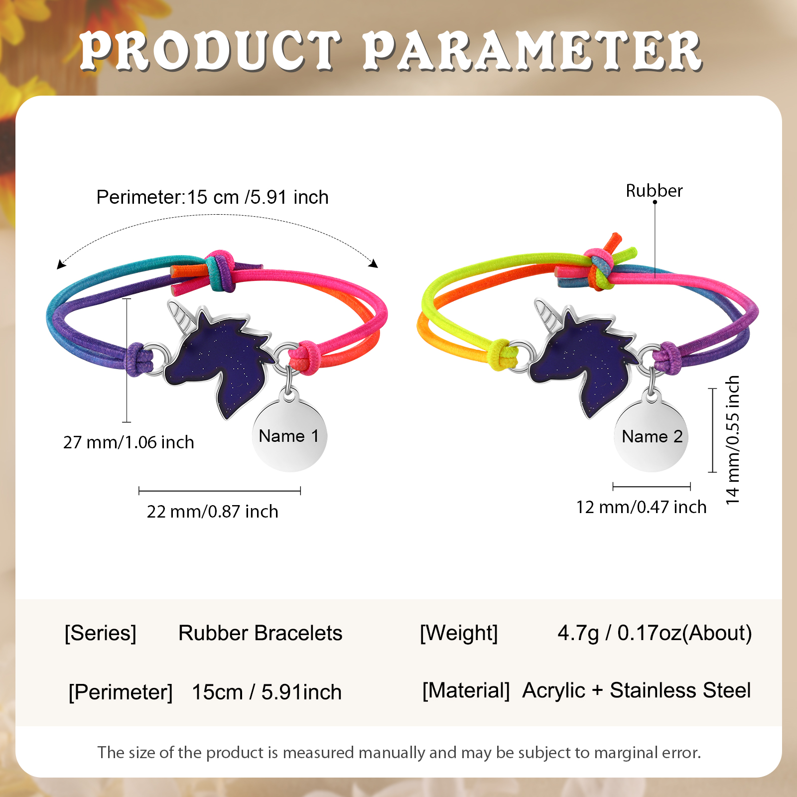 Custom 2 Names Bracelet Set 2 Pieces Hair Ties Back To School Gift for Girls Sisters Best Friends-Jessemade AU