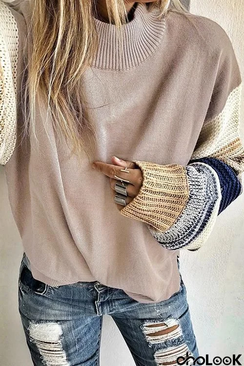 High Collaer Long Sleeve Sweater