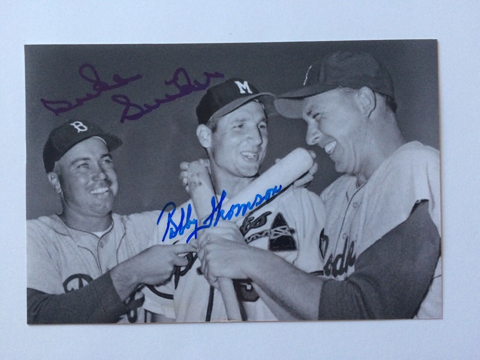 Duke Snider Bobby Thomson Autographed Photo Poster painting Brooklyn Dodgers Braves HOF Signed