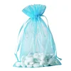 10 Pack | 6"x9" Turquoise Organza Drawstring Wedding Party Favor Bags