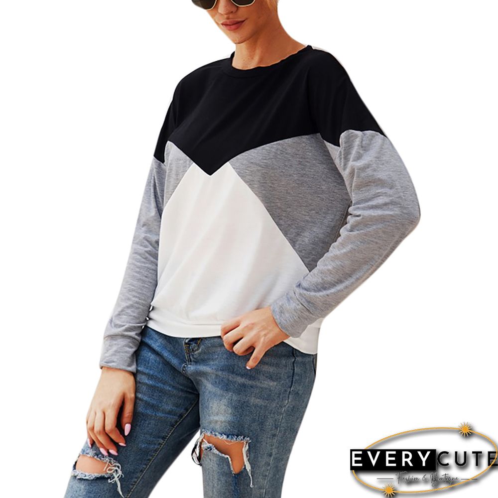 Black Colorblock Long Sleeve T Shirt