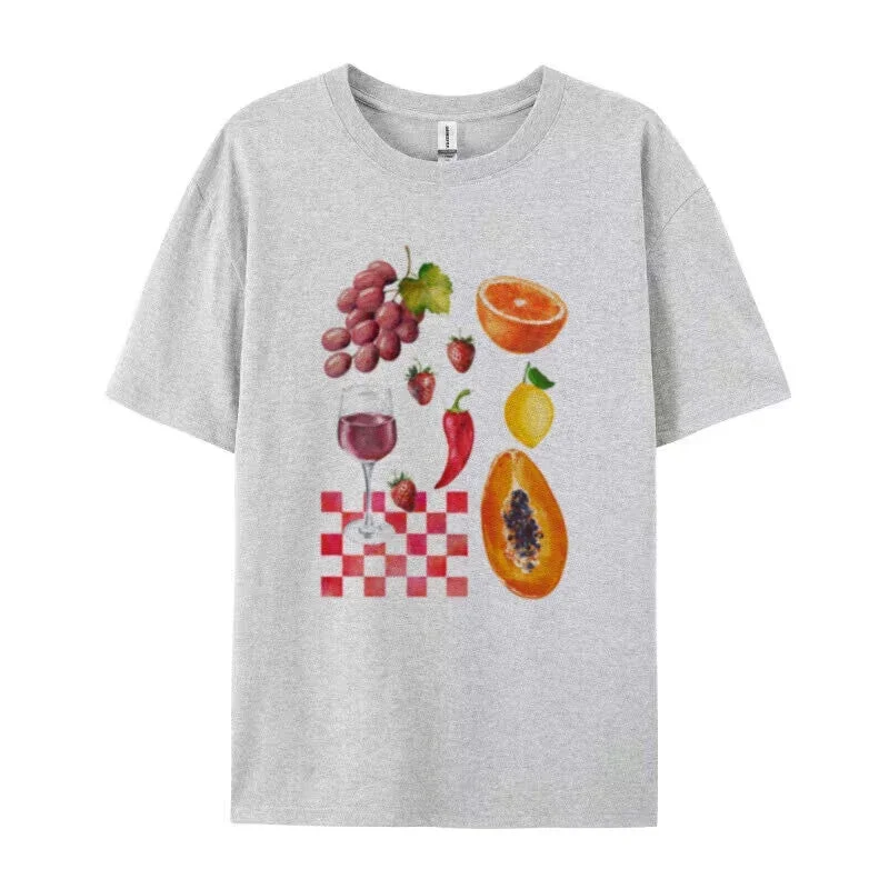 Toloer Fruit Wine Printed Graphic Tee-Outfit Ideas