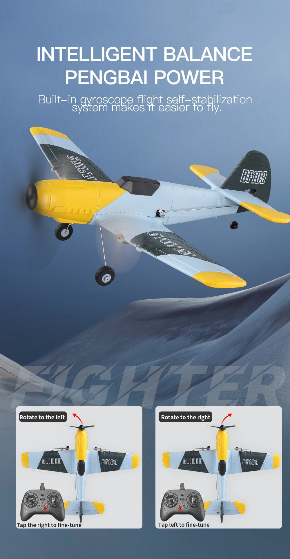 Tegooe Tegooe RC Airplane Glider for Beginners - 24G Remote Control EPP Foam Aircraft Model with 1 Battery