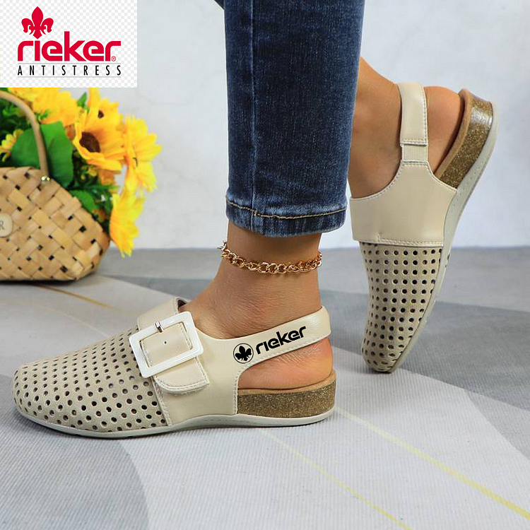 RIEKER@Letní dámské ležérní ortopedické sandály, tlustá spodní část s kulatou špičkou, prodyšné dámské boty