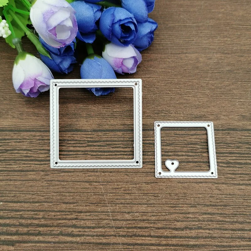 2Pcs Love square frame Metal Cutting Dies Stencils For DIY Scrapbooking Decorative Embossing Handcraft Die Cutting Template