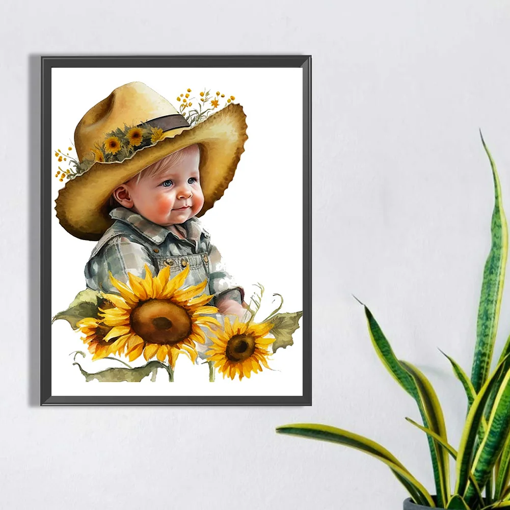 Diamond Painting - Full Round Drill - Sunflower Cowboy(Canvas|30*40cm)
