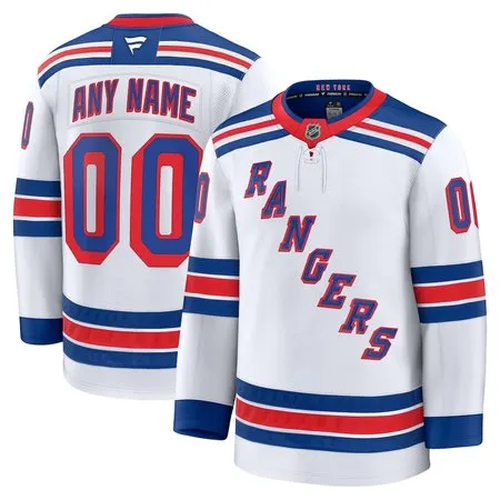 Youth New York Rangers  White Away Custom Jersey