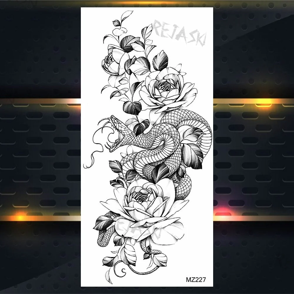 Sdrawing Rose Jewelry Water Transfer Tattoo Stickers Women Body Chest Art Temporary Tattoo Girl Waist Bracelet Flash Tatoos Flower