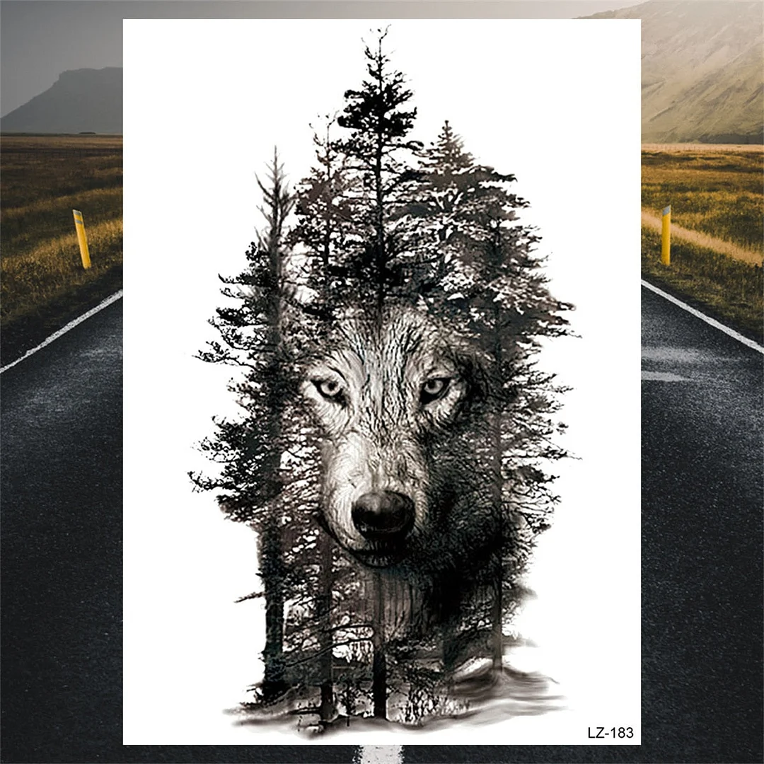 Large Black Lion Temporary Tattoos For Men Adults Realistic Winged Knight Cool Tiger Fake Tattoo Sticker Chest Arm Tatoos