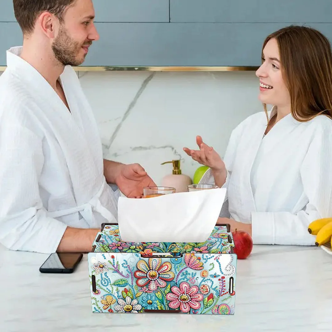 Wooden Diamond Painting Tissue Box for Home and Office Decoration(CZH015)