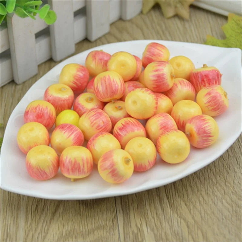 20pcs Small Berries Artificial Plastic Flower model Apple Stamen Pearlized Wedding simulation glass pomegranate Decoration