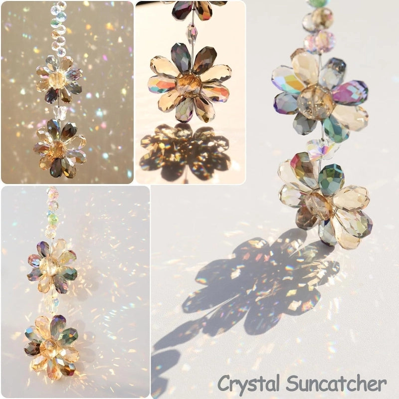 Elegant Shiny Flower Artificial Crystal Suncatcher Wind Chime Wall Art