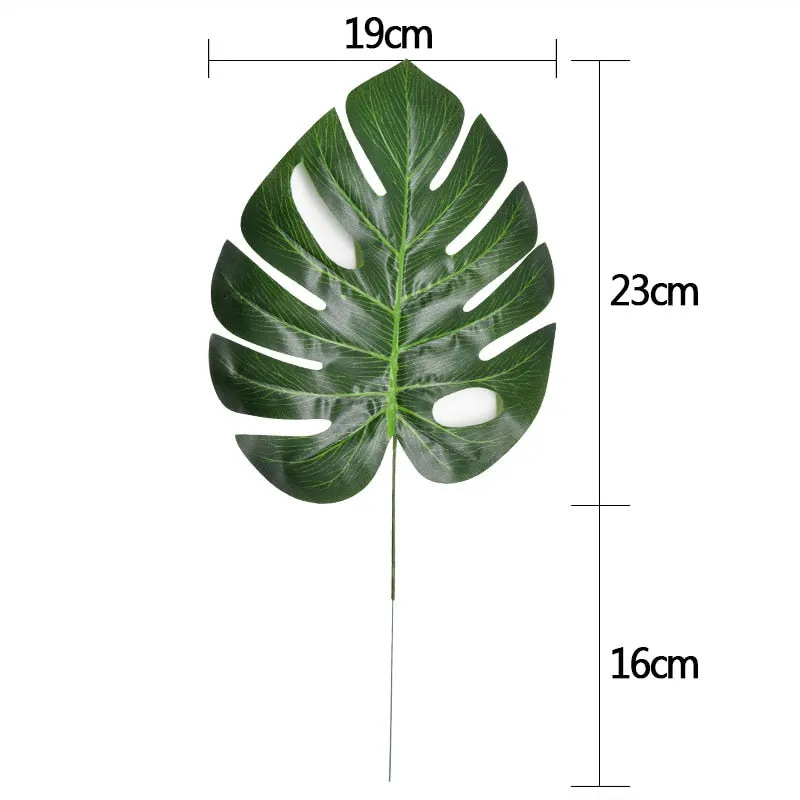 10pcs Fake Faux Artificial Tropical Palm Leaves Green Monstera Leaves for Home Kitchen Party Decorations Handcrafts wedding DIY