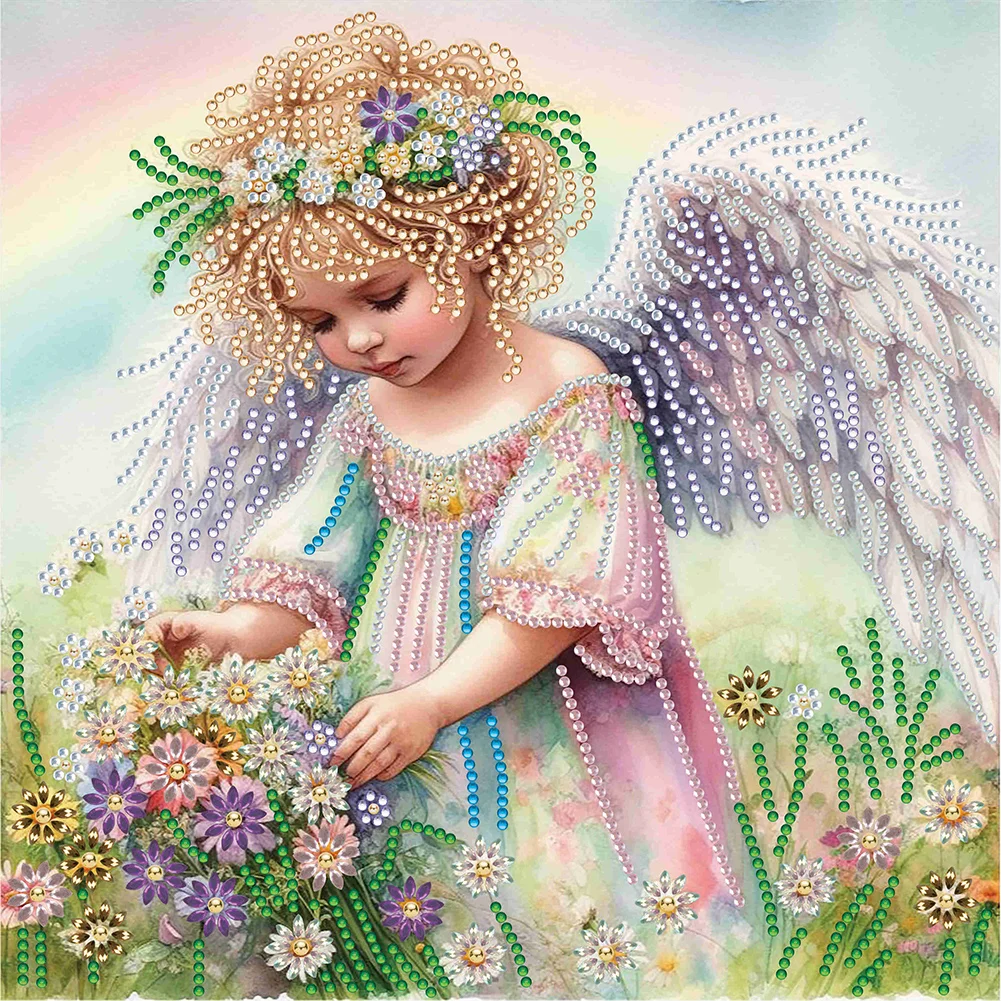 Partial Special-shaped Crystal Rhinestone Diamond Painting - Little Angel(Canvas|30*30cm)