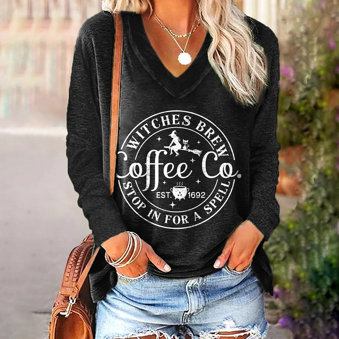 Witches Brew Coffee Co. Stop In For A Spell Printed Women's T-shirt