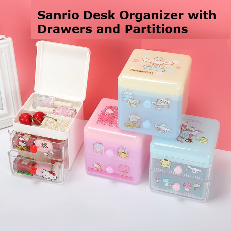 Supercute Sanrio Characetrs Hello Kitty Little Twin Stars Cinnamoroll Desk Organizer Storage w/ Drawers & Partitions A Cute Shop - Inspired by You For The Cute Soul 
