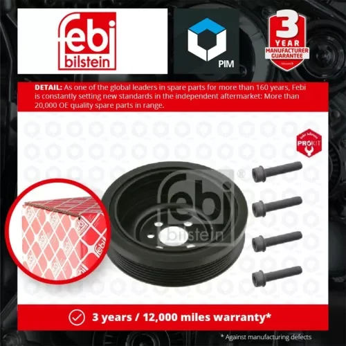 Crankshaft Pulley fits SEAT INCA 6K9 1.9D 95 to 03 AYQ Belt 03G105243 Febi New Parts