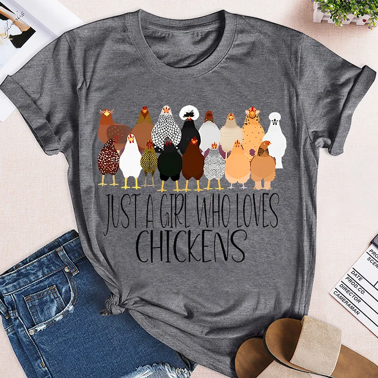 Better Village Life Different Chickens Round Neck T-shirt-0019719