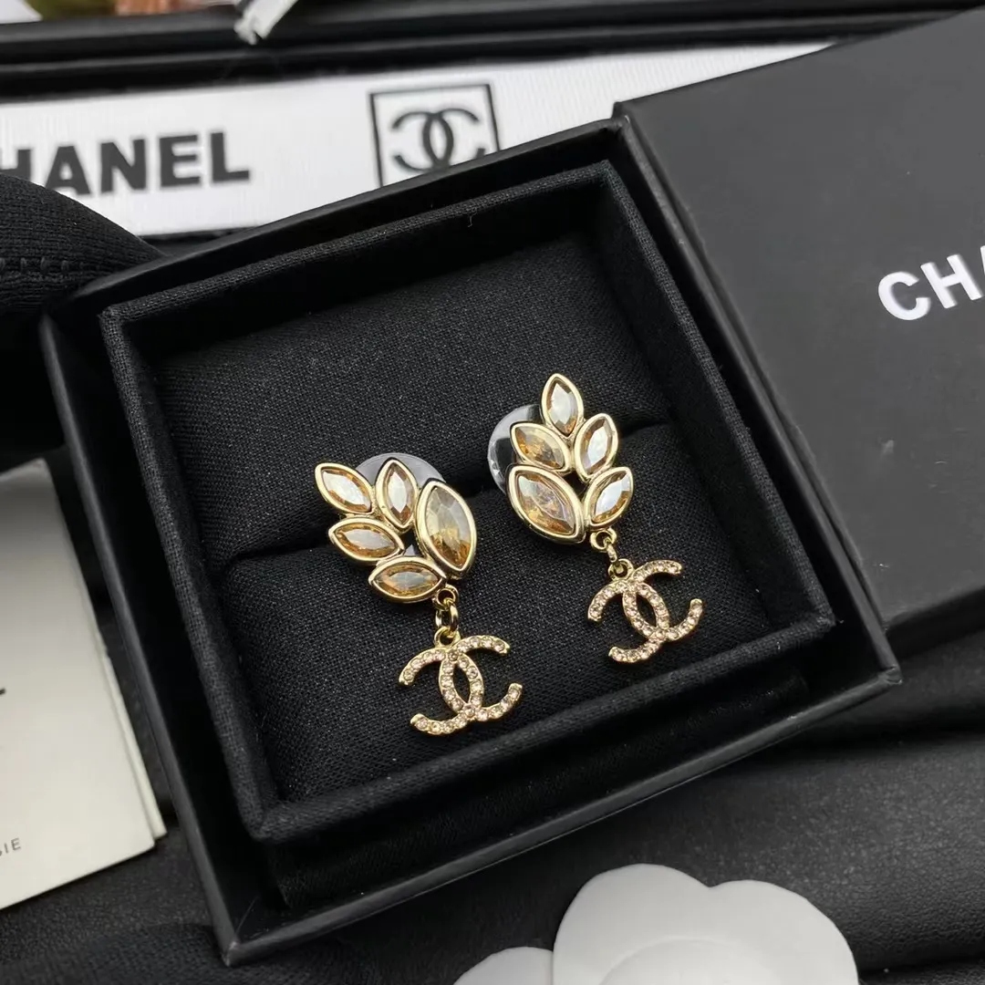Chanel Amber Leaf Earrings