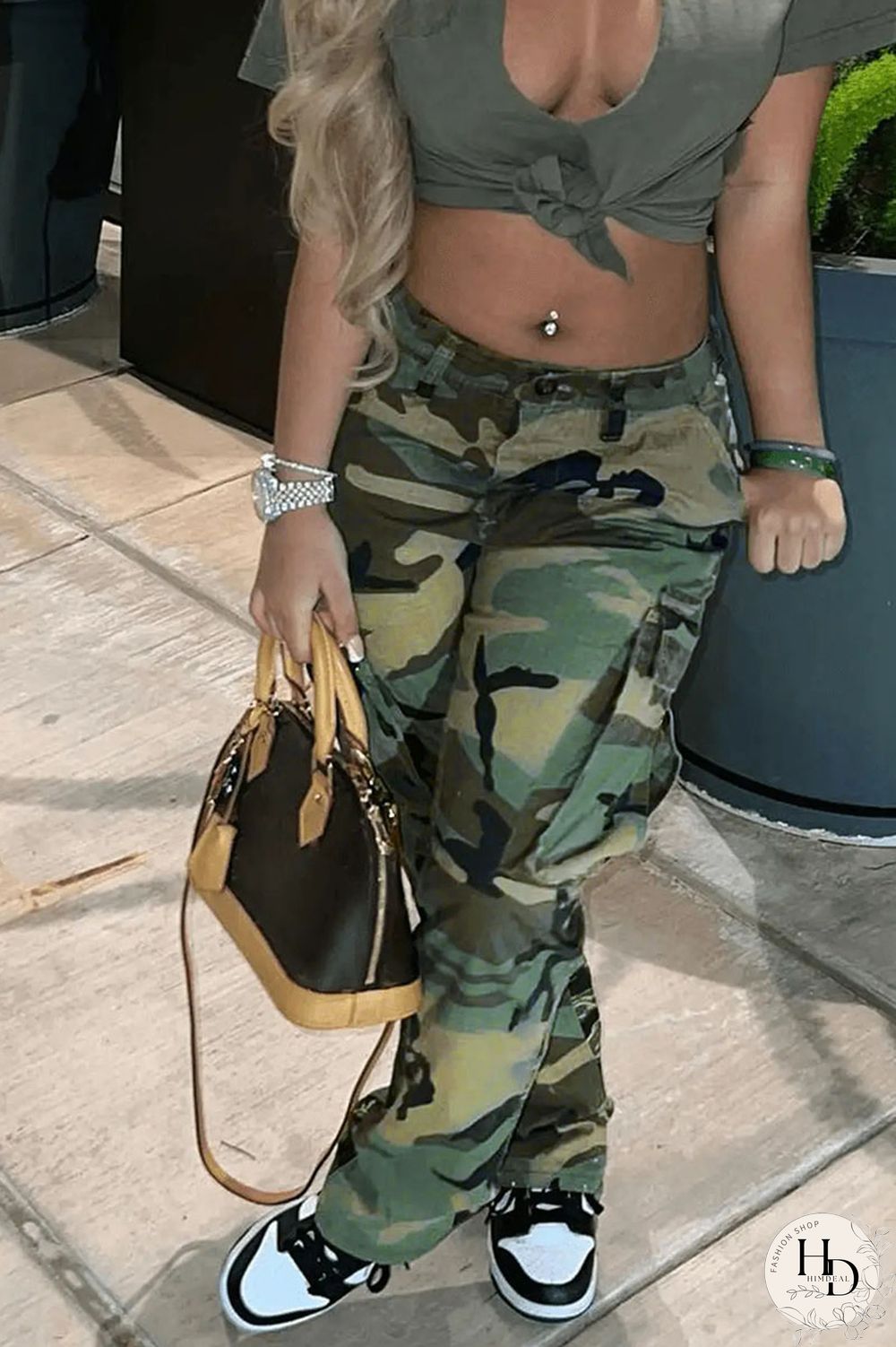 Camouflage Casual Print Camouflage Print Patchwork Plus Size