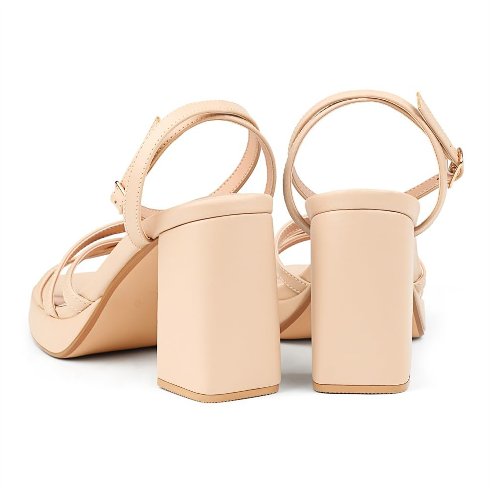 90mm Women's Chunky Heel Ankle Strap Sandals Comfortable Square Open Toe Sandals Summer Banquet Wedding Party Shoes-MERUMOTE