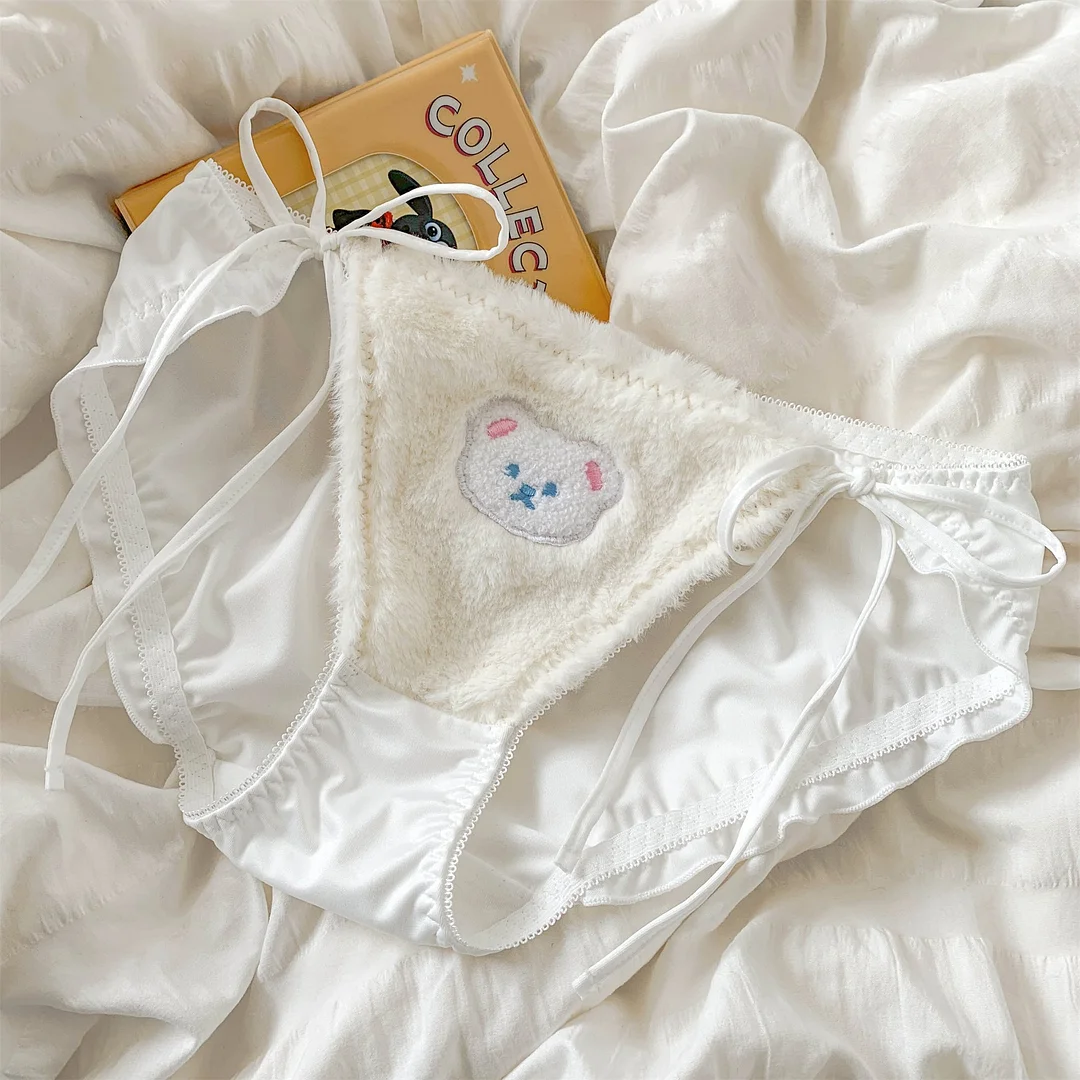 Kawaii Cute Bear Lace-up Fluffy Panties SP17616