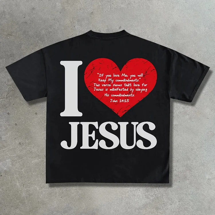 Vintage I Love Jesus  Graphic Cotton T-shirt