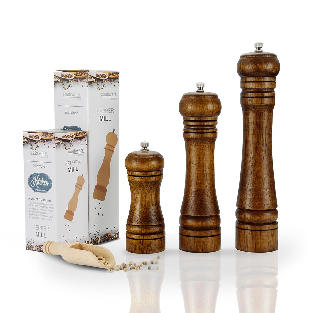 

Strong Ceramic Core Solid Wood Manual Grinder Salt Pepper Mill Spice Bottle, 8inch, 501 Original