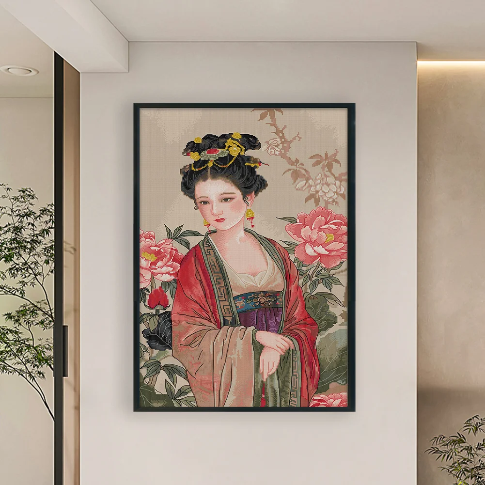 14CT Full Stamped Cross Stitch - Lady(Canvas|41*63CM)