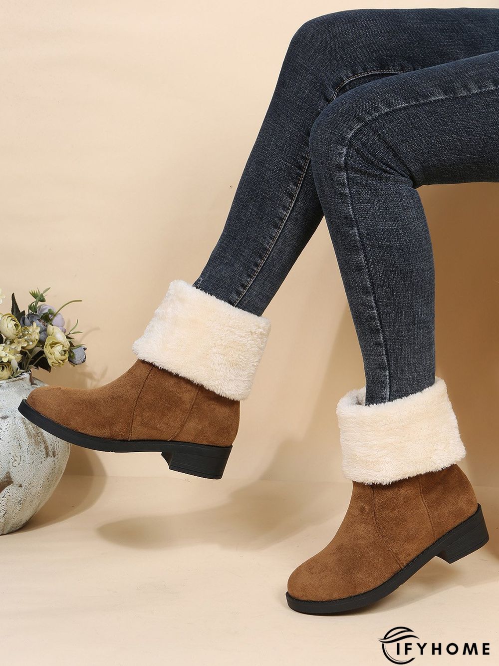 Plus Size Winter Casual Slip On Warm Lined Snow Boots | IFYHOME