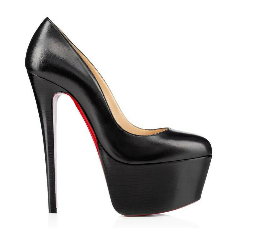 160mm Women's High Heels Pumps Platform Shoes  Black Matte-vocosishoes