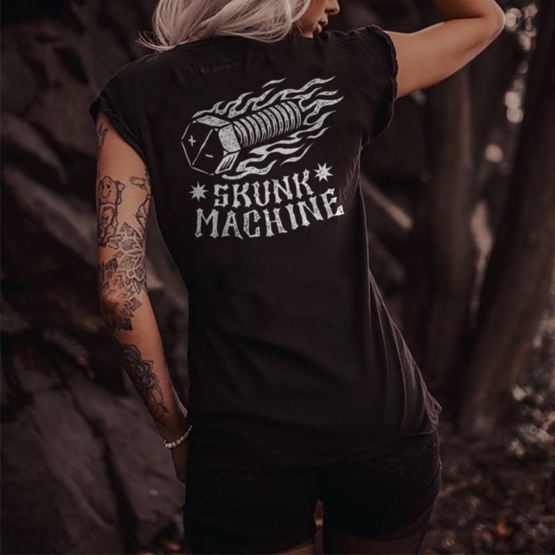 Skunk Machine Screw Print Women's T-shirt Designer