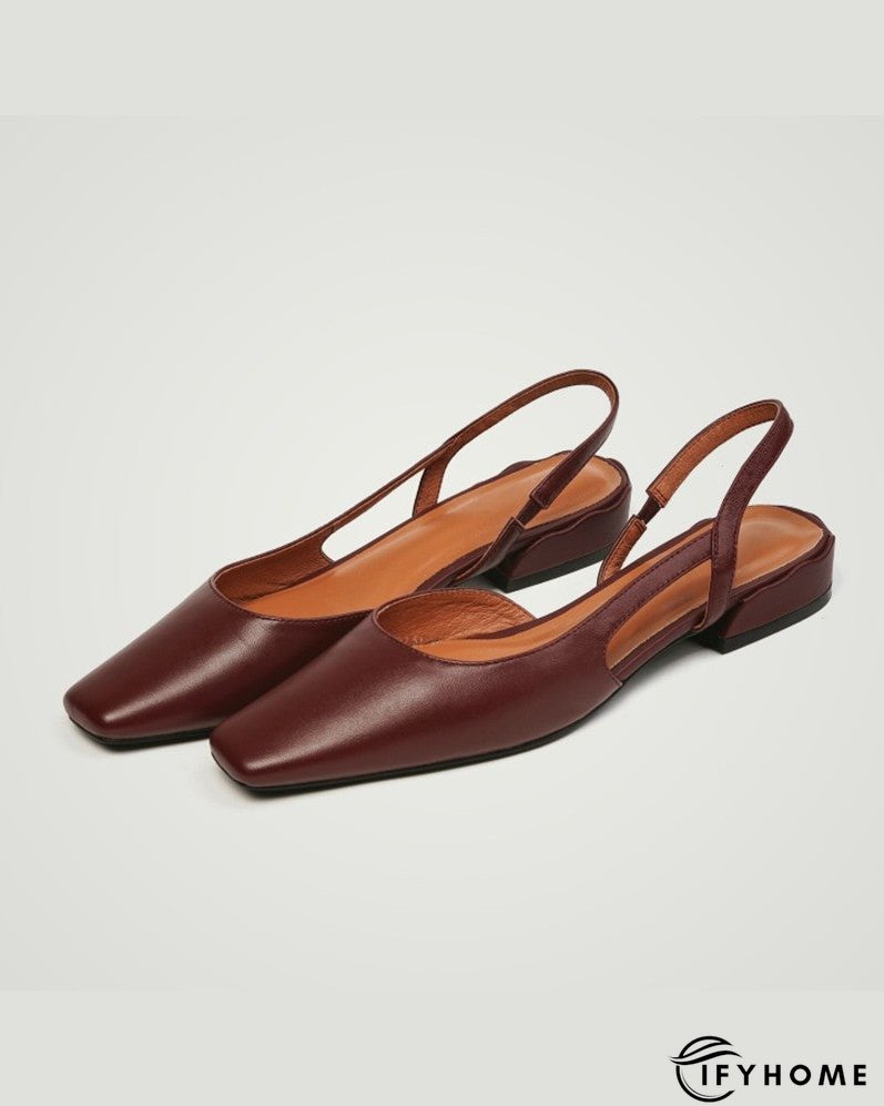 Square Toe Cutout Slingback Slip On Shoes | IFYHOME