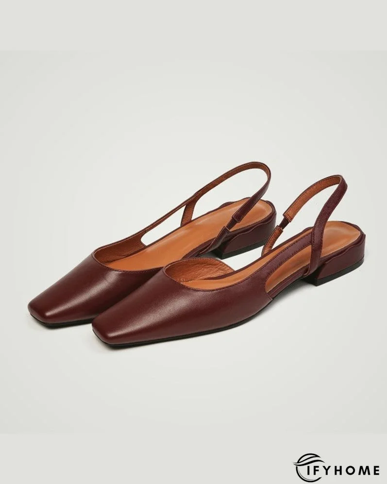 Square Toe Cutout Slingback Slip On Shoes | IFYHOME