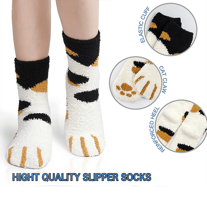 Cute Cat Paw Fluffy Socks Cozy Fuzzy Socks for Women & Teens