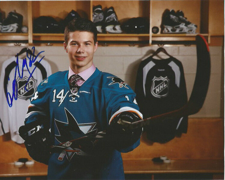 San Jose Sharks Nikolay Nikolai Goldobin Signed Autographed 8x10 Photo Poster painting COA C