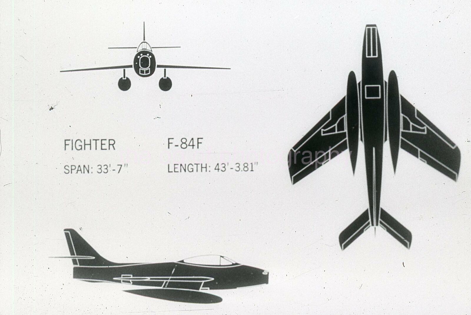 F-84F 35mm FOUND bw SLIDE Original MILITARY AVIATION Photo Poster painting Transparency 13 T 19F