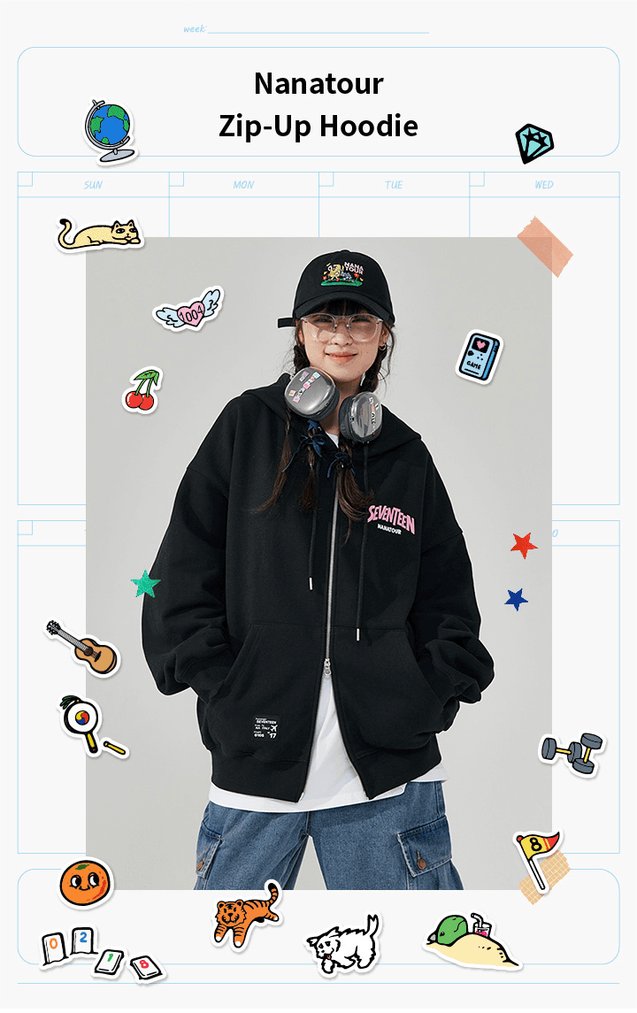 SEVENTEEN パーカー Nanatour Zip-Up Hoodie SEVENTEEN NANA TOUR with SEVENTEEN 2024 Zip Up Hoodie SIZE M