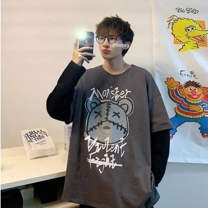 Cool Fashion Korean Streetwear Ladies Autumn Punk Tops Tees Women Printed Long Sleeve T Shirts Casual Hip Hop Clothing