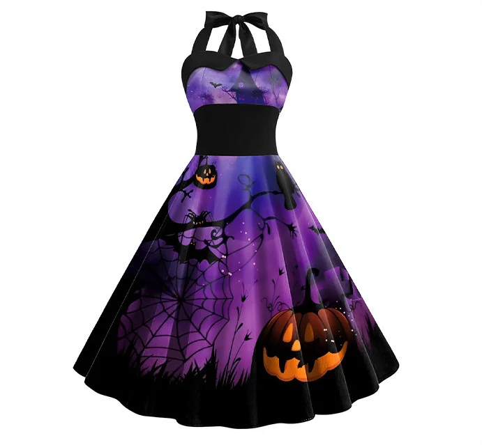 Halloween Halter Skater Dress