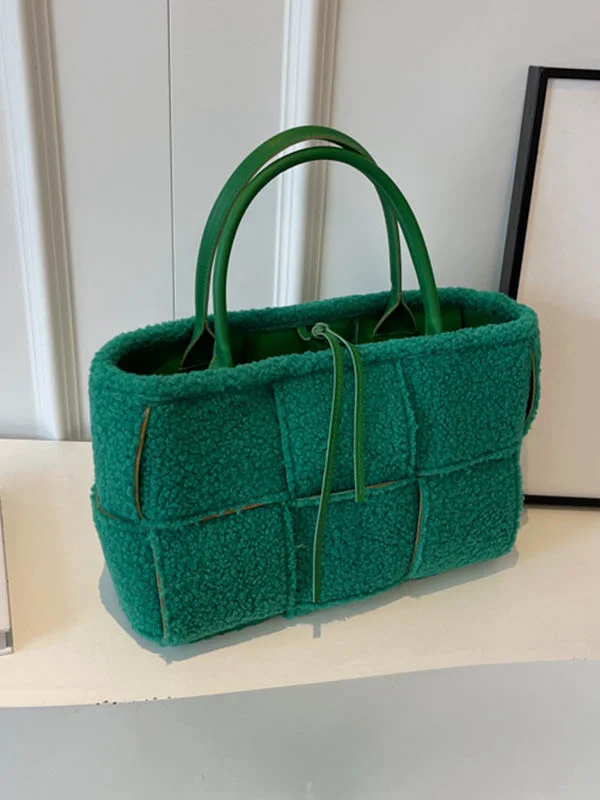 Split-Joint Velvet Woven Bags Handbags