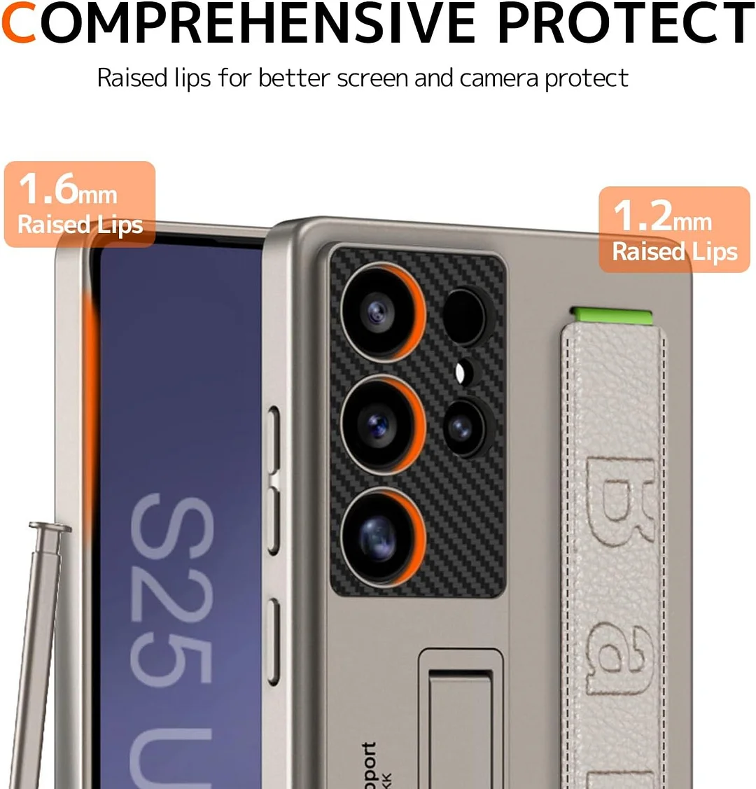 Suitable for S26 Ultra phone case, ultra-thin stand, elastic wrist strap, precision hole, shockproof protective case