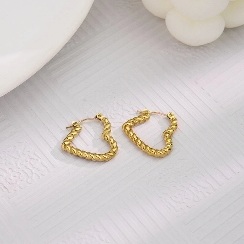 1 Pair Vintage Style U Shape Geometric Heart Shape Plating 304 Stainless Steel None 18K Gold Plated Hoop Earrings