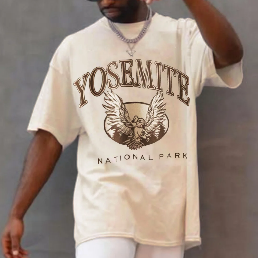 Retro Oversized YOSEMITE Men's T-shirt-barclient